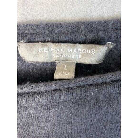 Neiman Marcus Cashmere Sweater Lg Grey 100% Cashmere Quiet Luxury Drop Tail Hem - Picture 2 of 10